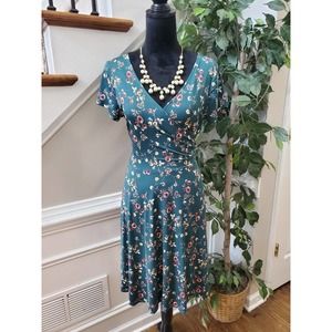 Floral Wrap Dress in Teal